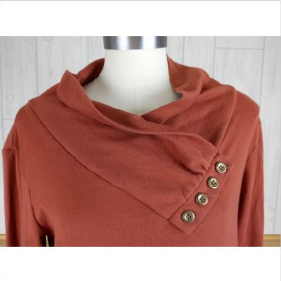 🦃Miusey Cowl Neck Tunic Top, Fall Harvest Orange - Picture 2 of 7